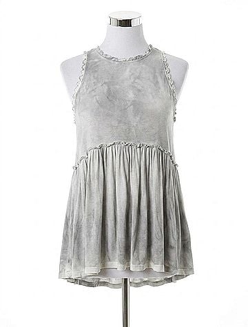 Pol Sweet &amp; Simple Babydoll Top in Grey (view 1)