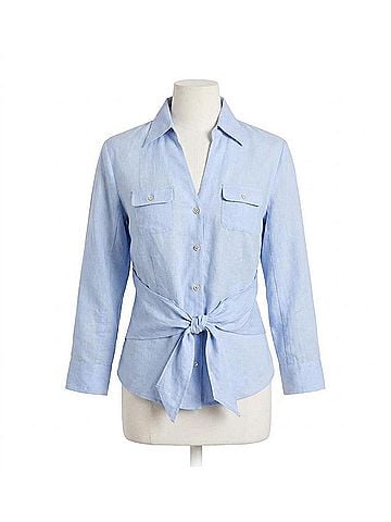 Nic + Zoe Isla Iconic Tie Front Shirt in Powder Blue (view 1)