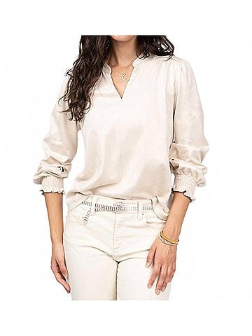 Ivy Jane Veronica V-Neck Top in Ivory (view 2)