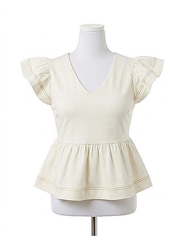 TCEC Chloe Peplum Top in White (view 1)