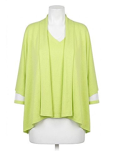 J'envie Trieste V-Neck Top in Lime/White (view 1)