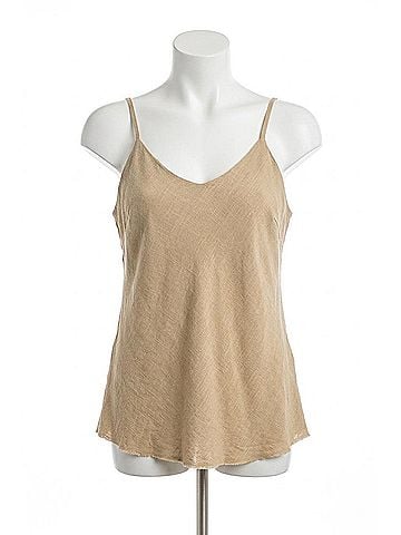 Paparazzi Linen Blend Solid Cami Tank Top in Khaki (view 1)