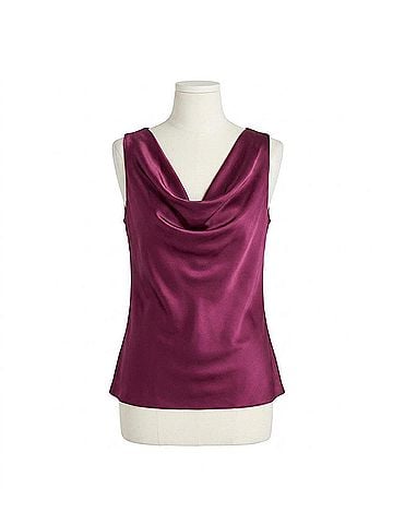 Molly Bracken Satin Cowl Neck Top in Dark Pink (view 1)
