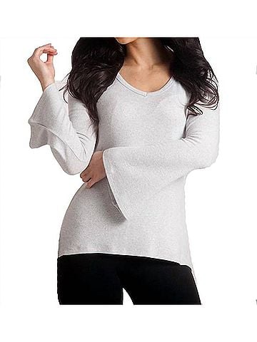 French Kyss Supersoft Bell Sleeve Top in Slate (view 2)