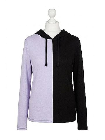 French Kyss Color Block Hoodie in Black/Lilac (view 1)