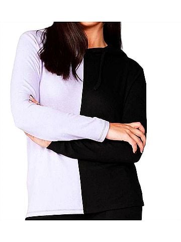 French Kyss Color Block Hoodie in Black/Lilac (view 2)