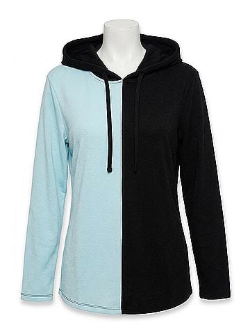 French Kyss Color Block Hoodie in Black/Mist (view 1)