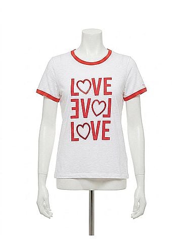 Cinq à Sept Rhinestone Love Ringer Tee in White Bisou (view 1)