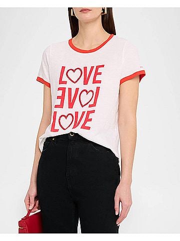 Cinq à Sept Rhinestone Love Ringer Tee in White Bisou (view 2)