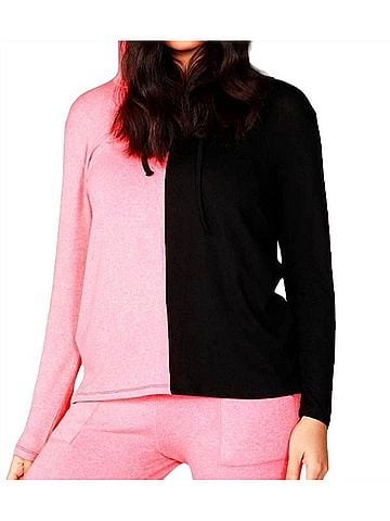 French Kyss Color Block Hoodie in Black/Coral (view 2)