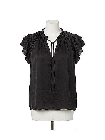 Karen Kane Bethany Flutter Sleeve Top in Black (view 1)