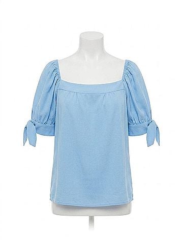 Karen Kane Sienna Square Neck Top in Sky Blue (view 1)