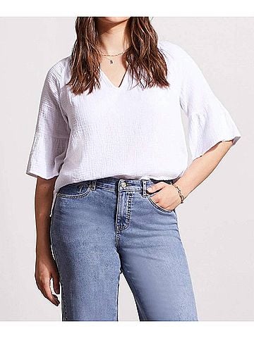 Tribal Winslet Cotton Gauze Raglan Sleeve Top - in White (view 2)