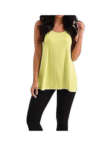 French Kyss Long Tank Top in Lime (view 2)