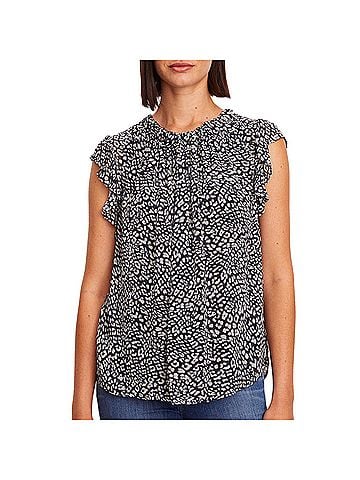 Velvet by Graham & Spencer Adara Viscose Georgette Top in Animal (view 2)