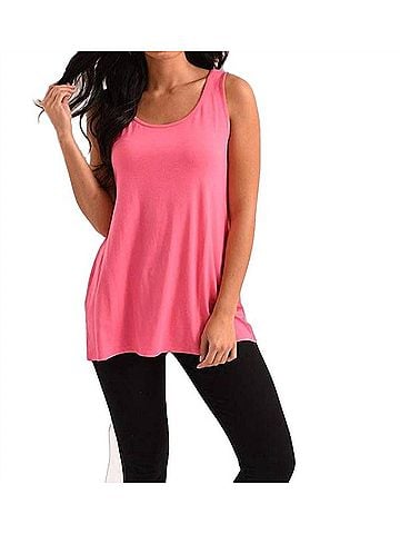 French Kyss French Kyss Long Tank Top in Fuchsia (view 2)