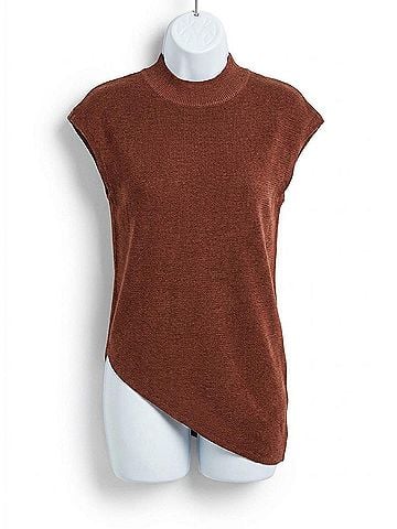 A.L.C. Edith Metallic Knit Asymmetric Top in Rust (view 1)