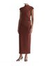 A.L.C. Solid Brown Edith Metallic Knit Asymmetric Top in Rust Size XS - photo 3
