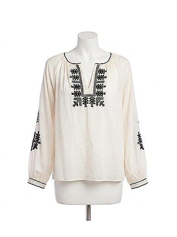 Karen Kane Charlee Embroidered Peasant Top in Cream /Black (view 1)