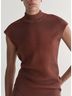 A.L.C. Solid Brown Edith Metallic Knit Asymmetric Top in Rust Size XS - photo 6