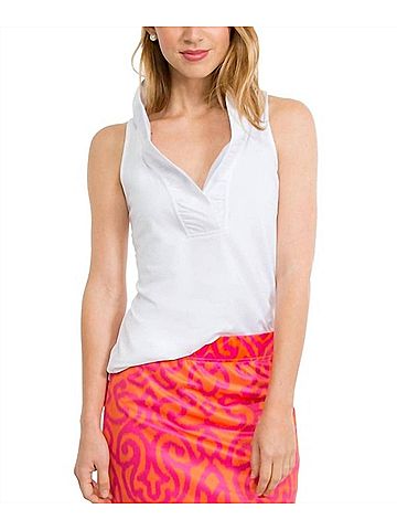 Gretchen Scott Designs Jersey Sleeveless Ruffneck Top in White (view 2)