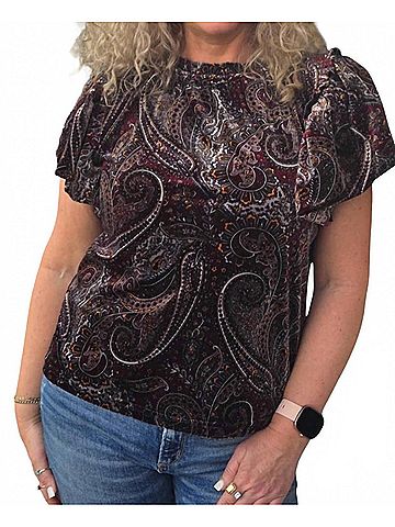 Ivy Jane Paisley Flounce Blouse in Black (view 2)