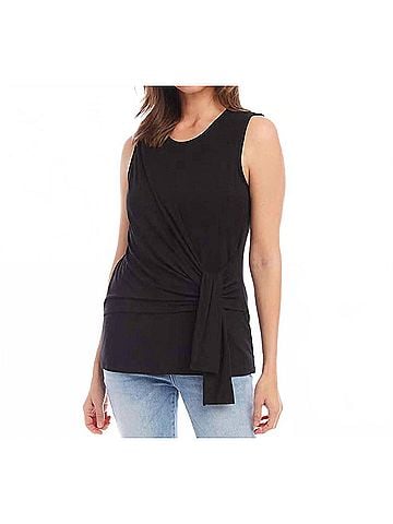 Karen Kane Bevin Side Drape Top in Black (view 2)