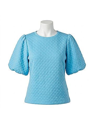 Mary Square Jamie Bubble Sleeves Top in Light Blue (view 1)