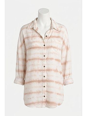 XCVI Dusten Oversize Button-Up in Pelagic Wash Earthen (view 1)