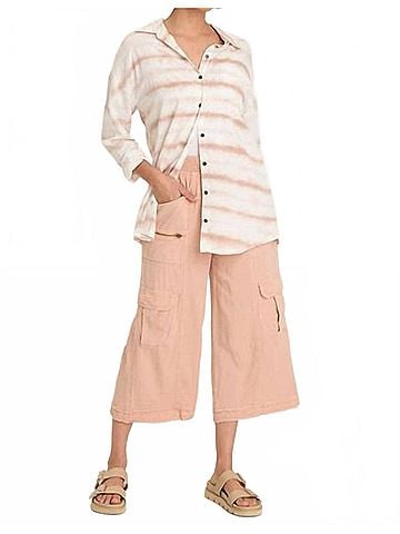 XCVI Dusten Oversize Button-Up in Pelagic Wash Earthen (view 2)