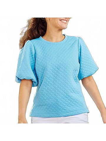 Mary Square Jamie Bubble Sleeves Top in Light Blue (view 2)
