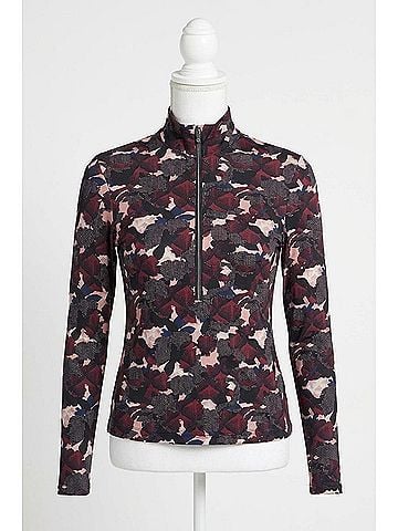 Anatomie Printed Stacey Half Zip Shirt in Black/Sangria (view 1)