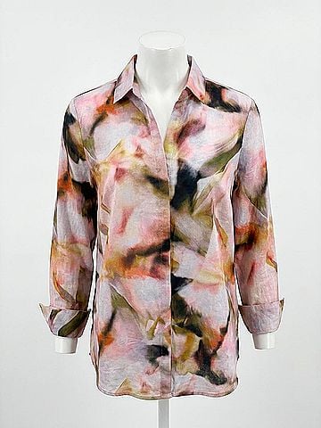 Nic + Zoe Women's Shona Smoky Petals Long Sleeve Shirt in Pink Multi (view 1)