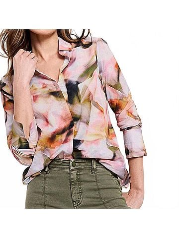 Nic + Zoe Women's Shona Smoky Petals Long Sleeve Shirt in Pink Multi (view 2)