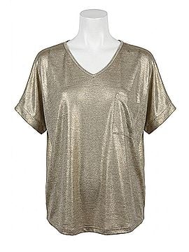 She + Sky Dolman Sleeve Foil Tunic in Bronze (view 1)