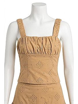 Line & Dot Eyelet Strap Top in Tan (view 1)