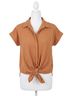 Bluivy Solid Brown Essential Button Up Shirt in Camel Size S - photo 1