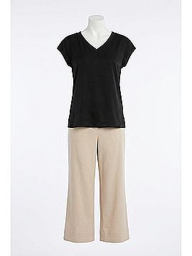 Tribal V-Neck Cap Sleeve Top in Black (view 1)
