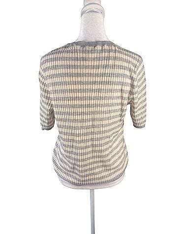 Vince. stripe rib short sleeve sweater top Short Sleeve Top (view 2)