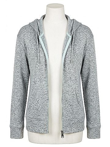 French Kyss Melange Zip Hoodie in Mist (view 1)