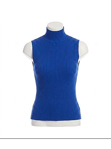 Karen Kane Turtleneck Sweater Tank Top in Sapphire Blue (view 1)