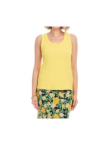 Karen Kane Ribbed Scoop Neck Tank in Lemon (view 2)