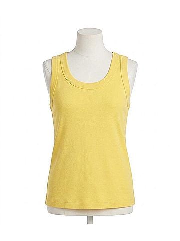 Karen Kane Ribbed Scoop Neck Tank in Lemon (view 1)