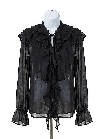 Oddi Women's Sheer Chiffon Blouse in Black (view 1)