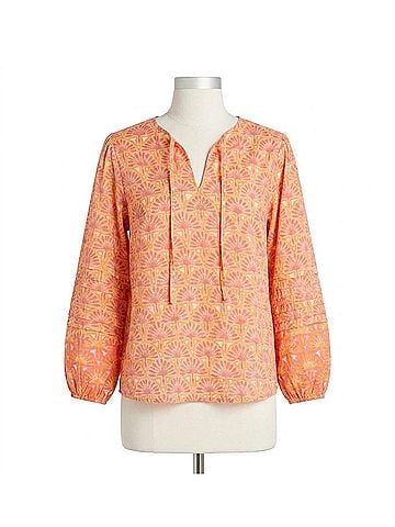 Nic + Zoe Susanna Swan Rays Top in Orange Multi (view 1)
