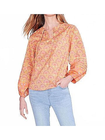 Nic + Zoe Susanna Swan Rays Top in Orange Multi (view 2)