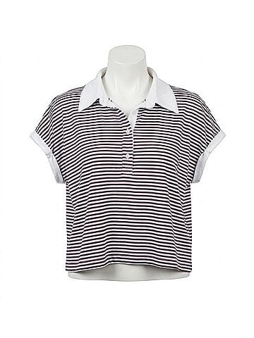Bucketlist Stripe Print Crop Top in Blue (view 1)