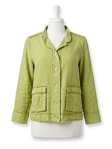 Habitat Linen Solid Summer Breeze Jacket in Leaf Green (view 1)
