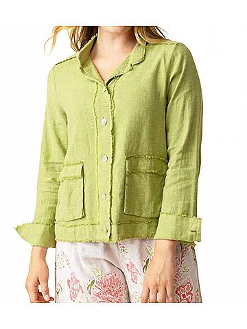 Habitat Linen Solid Summer Breeze Jacket in Leaf Green (view 2)