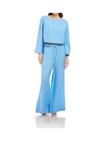Fifteen Twenty Junie Flared Long Sleeve Top in Lake (view 2)